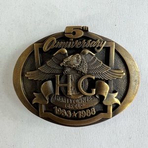 Harley-Davison VTG Belt Buckle 5th Anniversary Owners Group HOG Pewter 1988